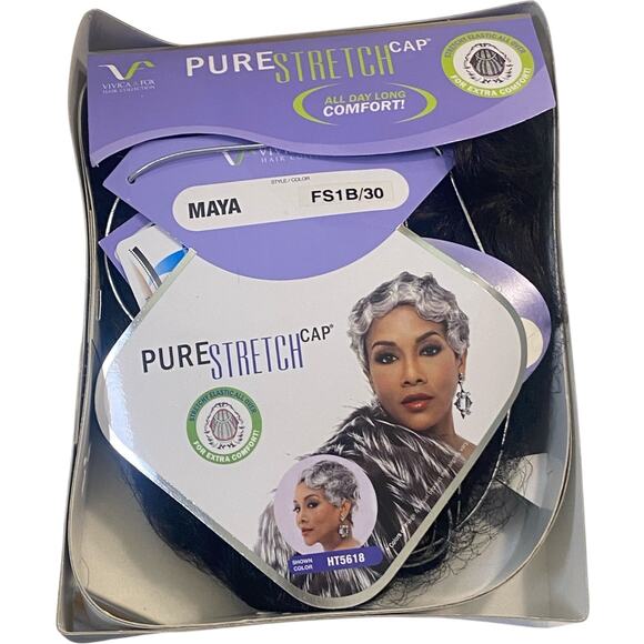 Finger Wave Modacrylic Maya Wig Vivica Fox Pure Stretch Cap FS1B/30 Hair NWT - Picture 4 of 13